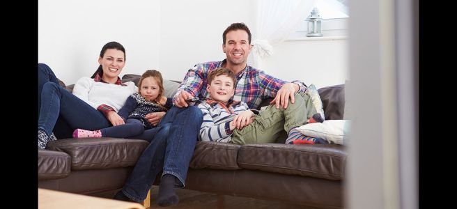 family watching tv
