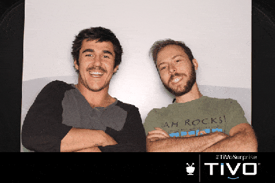 two guys being goofy at tivo booth