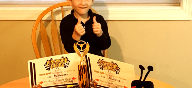TiVo remote Pinewood Derby vehicle wins best in show!