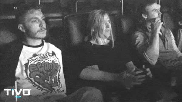 Surprised audience in movie theatre