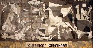 Picasso painting - Guernica. Features abstract, cubist angles.